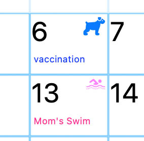 Use both text and stamps for daily plans and events