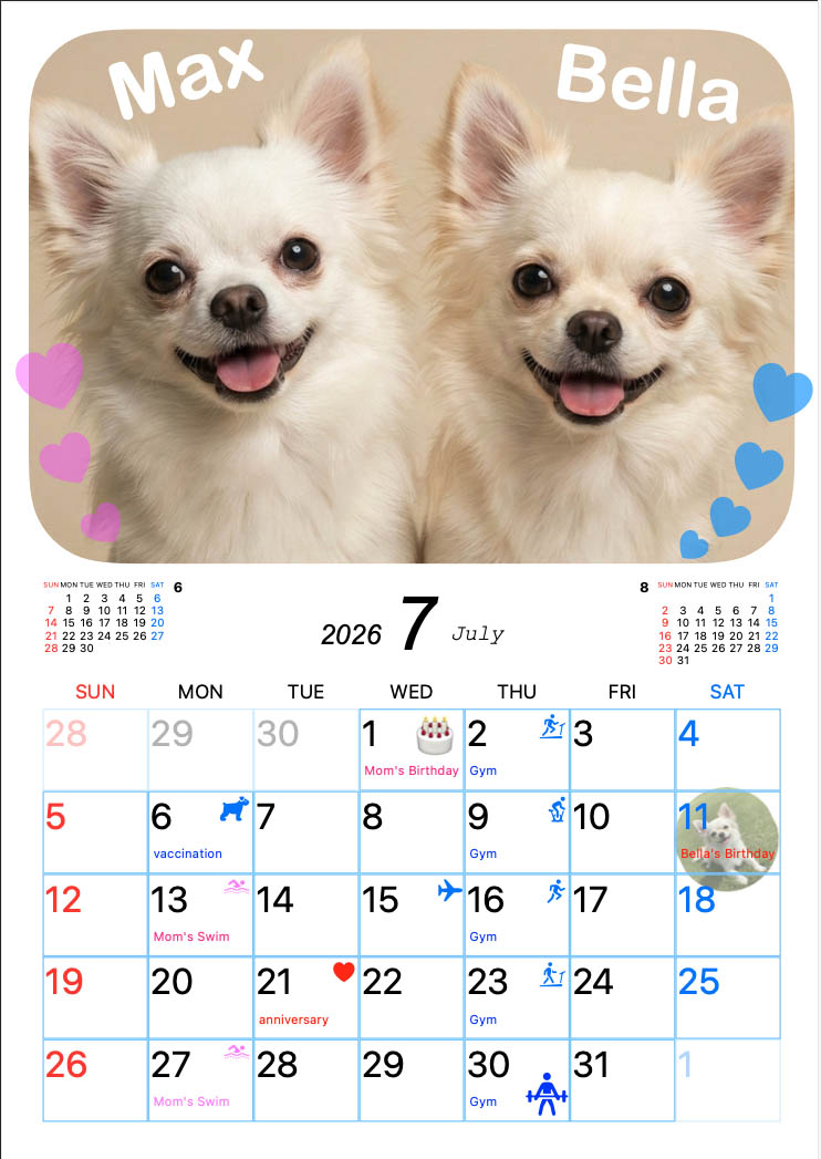 Finished calendar sample