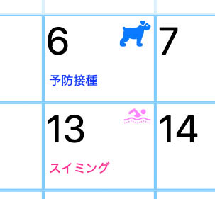 日毎の予定や行事を文字とスタンプの両方で表現